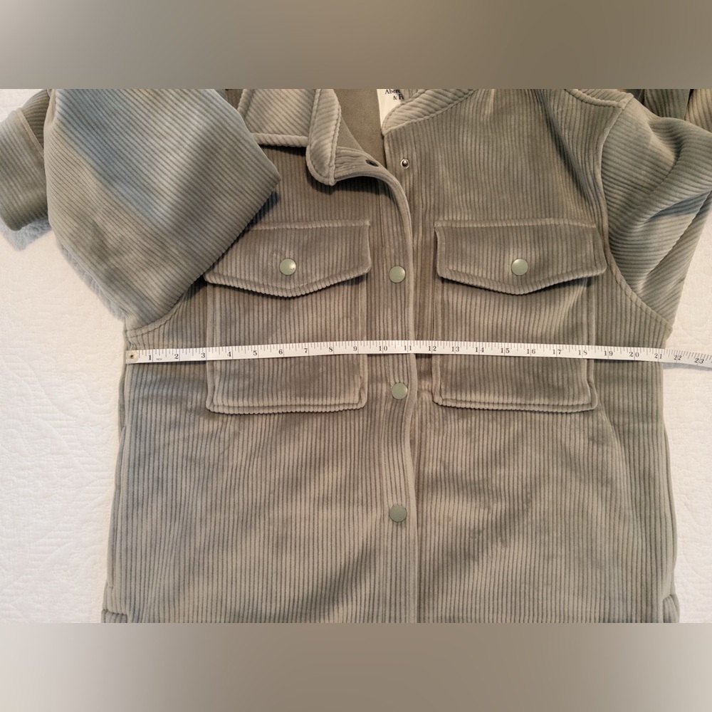 NWT Abercrombie Velvety Corduroy Snap Front Shirt Jacket Mint Stone Size M - Picture 7 of 8